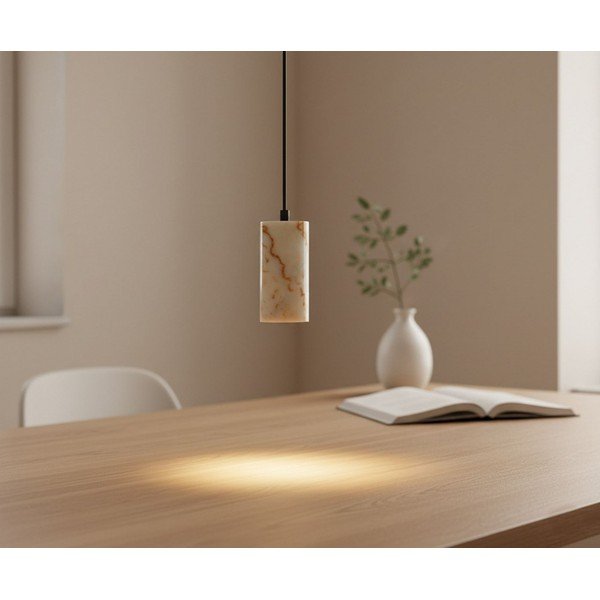 Krémszínű függőlámpa márvány búrával ø 6,5 cm Selma – Opviq lights-image-2