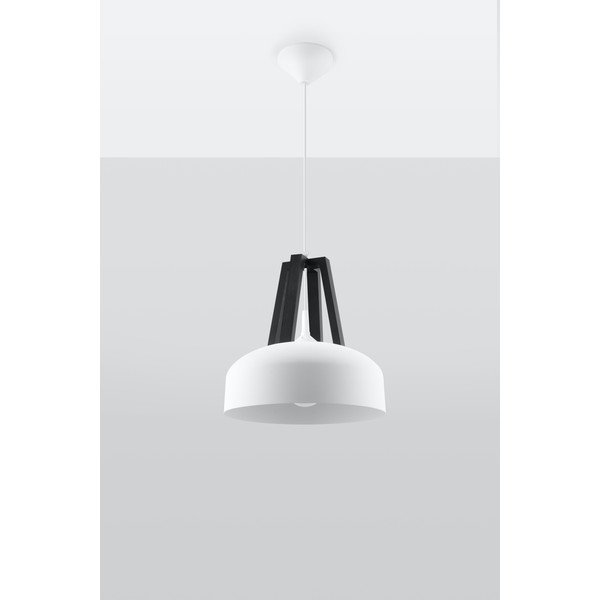 Olla fehér-fekete függőlámpa fa-fém búrával  ø 30 cm - Sollux-image-1