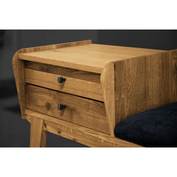 Fiókos tölgyfa pad, kék ülőrésszel Retro - The Beds-image-4