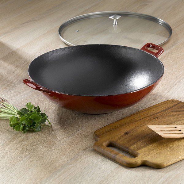 Calido piros öntöttvas WOK serpenyő, ø 36 cm - Kela-image-2