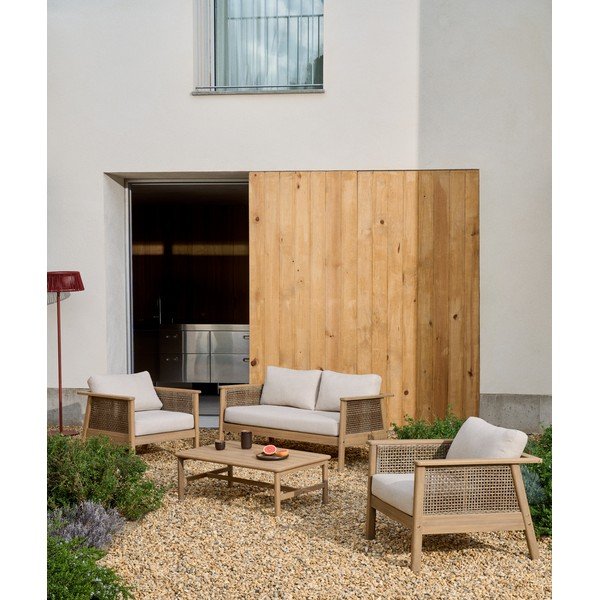 Bézs-natúr színű akácfa ötszemélyes kerti lounge szett Alabe – Kave Home-image-1