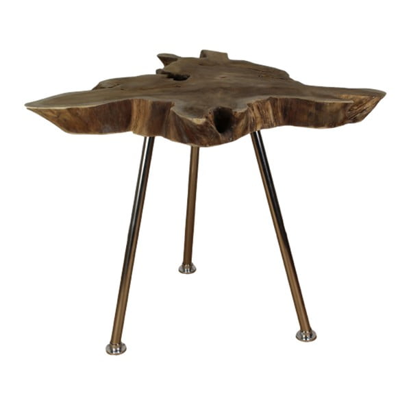 Stain tárolóasztal teakfa asztallappal, ⌀ 80 cm - HSM collection