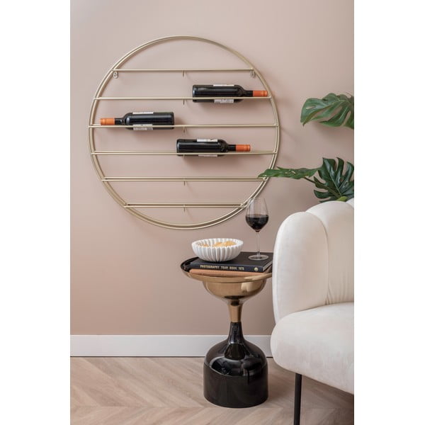 Aranyszínű fali fém bortartó polcos állvány, palackok száma 12 80x80x9 cm Redondo – PT LIVING-image-1