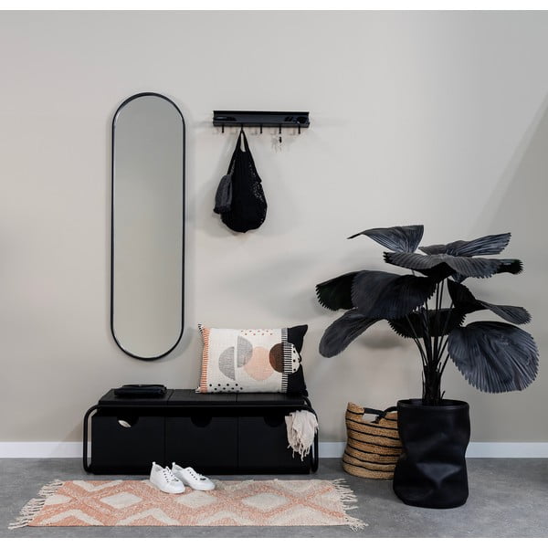 Fekete fém fali fogas polccal 50 cm Easy – Spinder Design-image-2