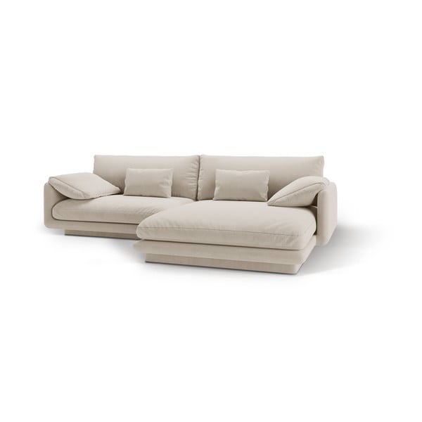 Fehér bársony sarokkanapé (jobb oldali-heverő résszel) Torino – Micadoni -image-1