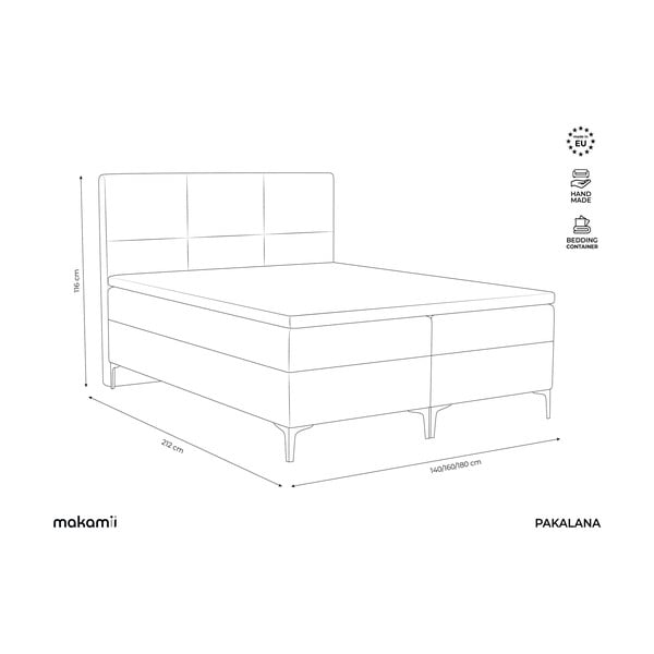 Szürkésbarna ágyneműtartós boxspring ágy 180x200 cm Pakalana – Makamii-image-3