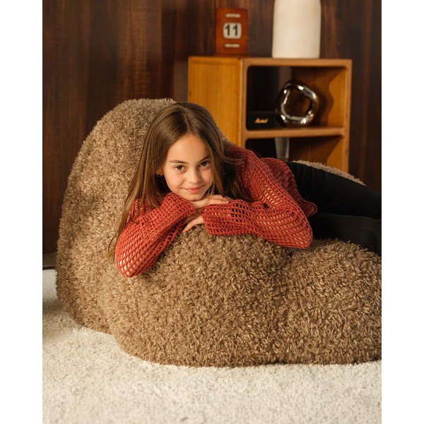 Barna műszőrme gyerek babzsákfotel Momo – Wigiwama-image-2