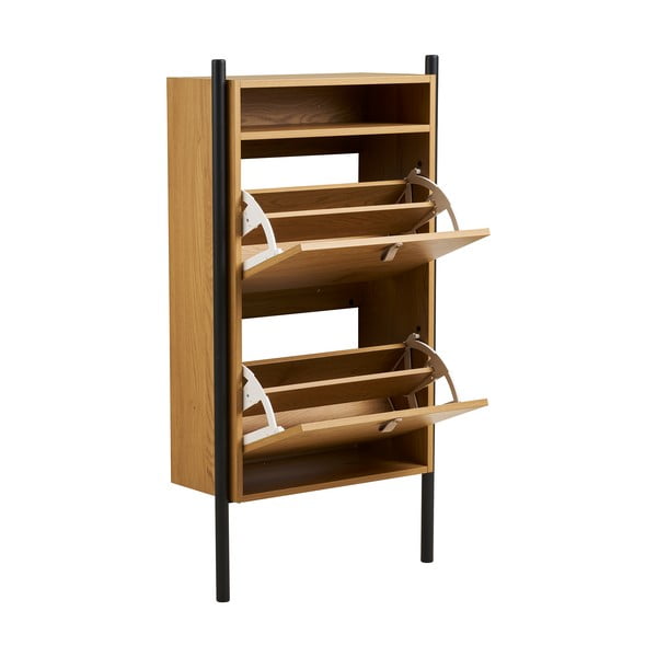 Natúr színű billenő ajtós cipőtartó tölgyfa dekorral 62x118x26 cm Barco – House Nordic-image-4