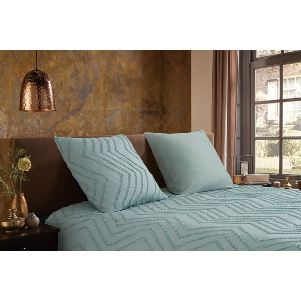 Világoszöld egyszemélyes hosszabbított mikroszálas ágyneműhuzat 140x220 cm Pure Zigzag – Good Morning-image-1