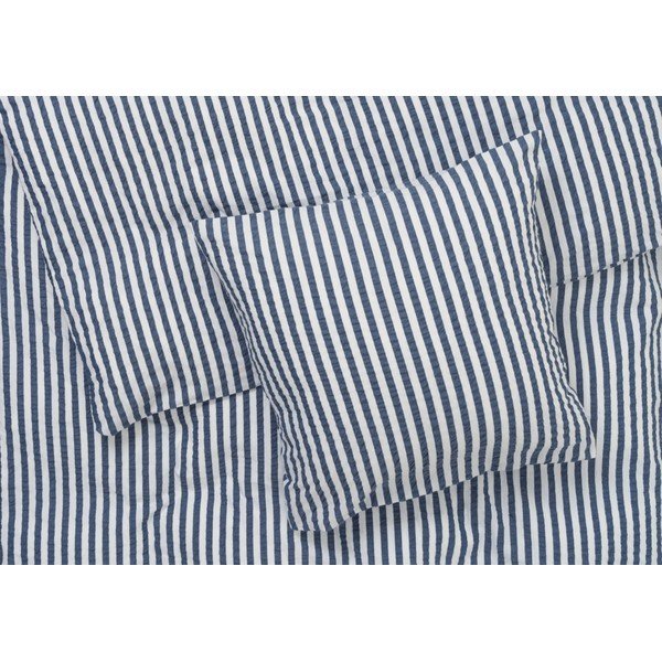 Fehér-sötétkék egyszemélyes-hosszabbított krepp ágyneműhuzat 140x220 cm Bæk&Bølge – JUNA-image-1