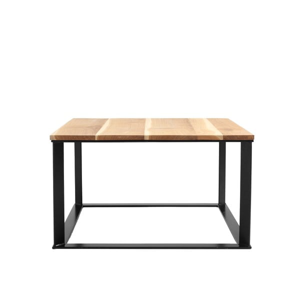 Skaden dohányzóasztal fekete konstrukcióval, tömör tölgyfa asztallappal, szélesség 80 cm - Custom Form