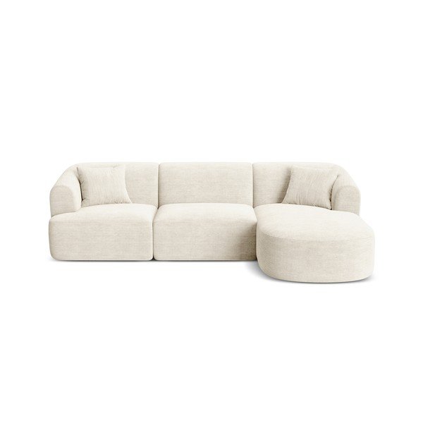Bézs kordbársony sarokkanapé (jobb oldali-heverő résszel) Campi – Cosmopolitan Design