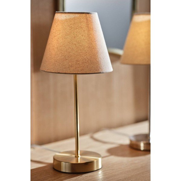 Bézs-sárgaréz színű textil asztali lámpa (magasság 39 cm) Lasse – Jotex-image-1
