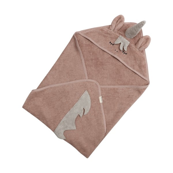 Rózsaszín pamut kapucnis gyerek törölköző 75x75 cm Unicorn – Kindsgut-image-3