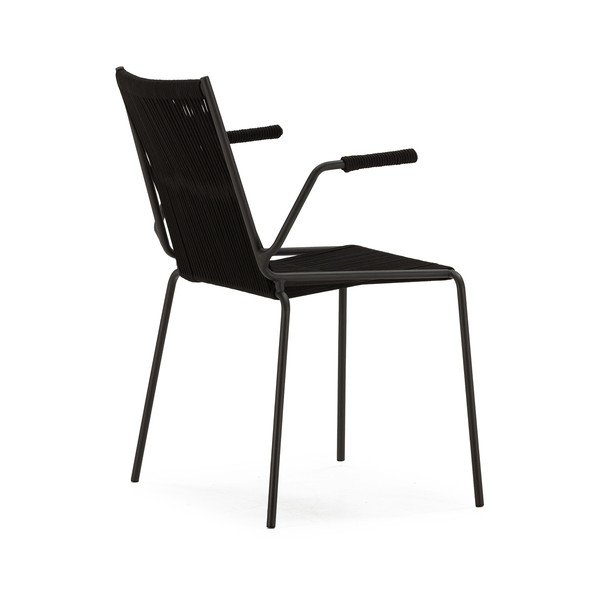 Fekete fém karfás-rakásolható étkezőszék szett 2 db-os Emily – Marckeric-image-4