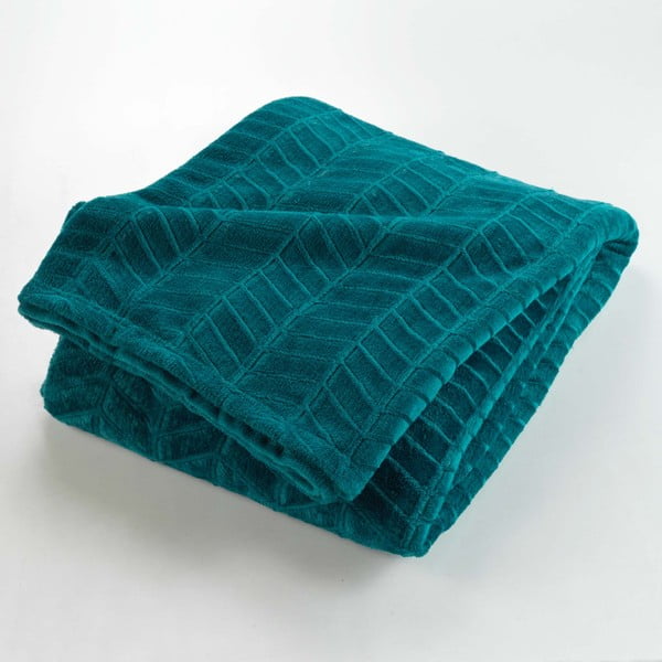 Kék mikroflanel ágytakaró 180x220 cm Arya – douceur d'intérieur-image-1