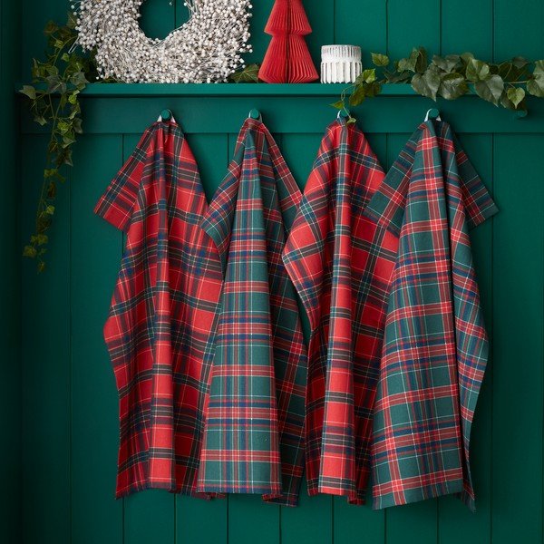 Pamut konyharuha szett 4 db-os karácsonyi mintával 70x50 cm Christmas Tartan Check – Catherine Lansfield-image-1