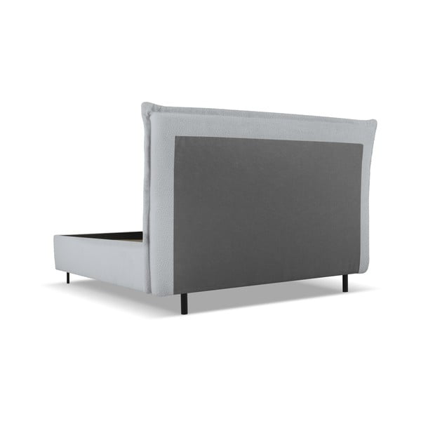 Szürke kárpitozott ágyneműtartós franciaágy ágyráccsal 180x200 cm Armie – Milo Casa-image-3