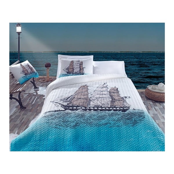 Ship kétszemélyes ágytakaró párnahuzattal és lepedővel, 220 x 230 cm