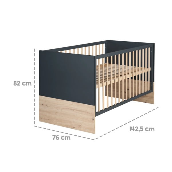 Sötétszürke-natúr színű babaágy 70x140 cm Lenn – Roba-image-2