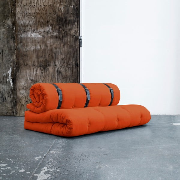 Buckle Up Orange állítható kanapéágy, fehér varrásos bőrpántokkal - Karup