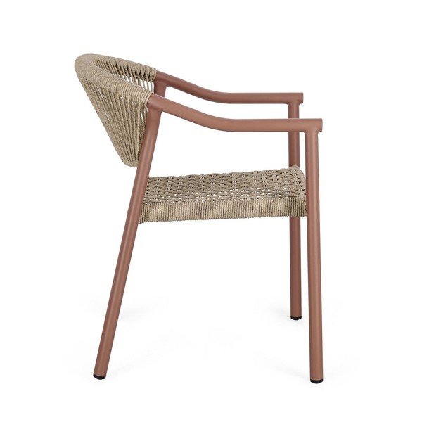 Piros-natúr színű fém kerti szék Canarias – Bizzotto-image-3