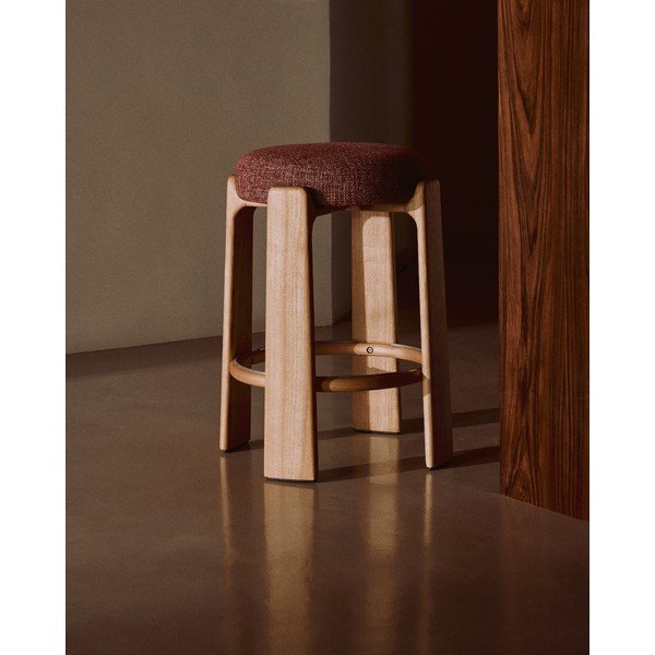 Terrakotta színű-sötét natúr színű kőrisfa bárszék (ülésmagasság 65 cm) Granite – Kave Home-image-1