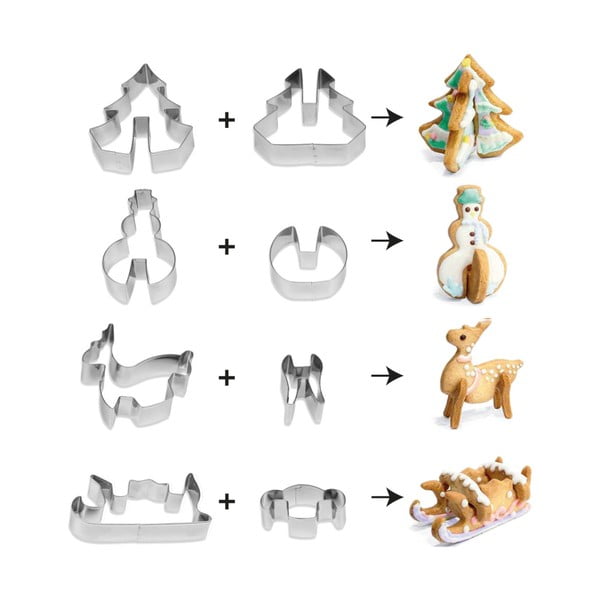 3D Cookies 4 db-os karácsonyi süteményvágó szett - Guardini-image-1
