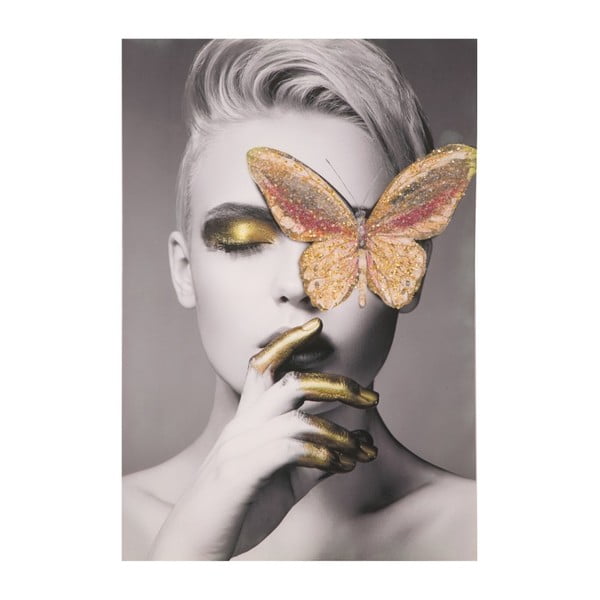 Butterfly kézzel festett kép fenyőfa keretben, 80 x 120 cm - Mauro Ferretti