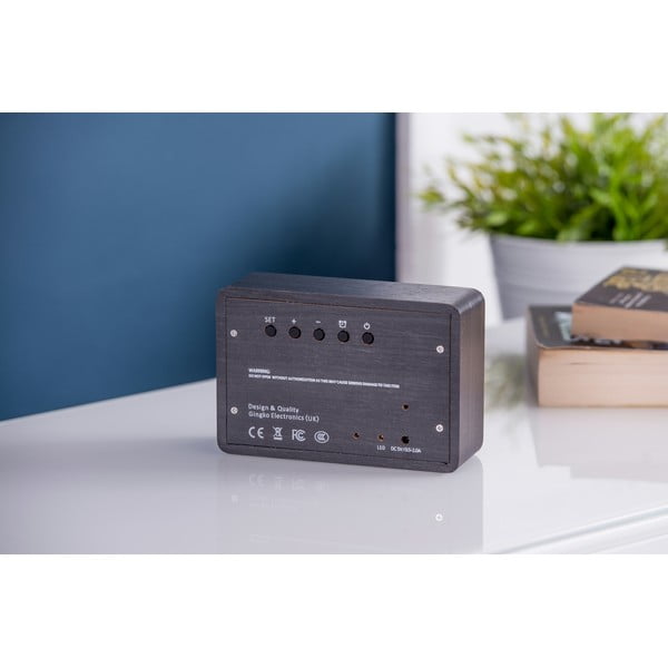 Brick Click Clock fekete ébresztőóra fehér LED kijelzővel - Gingko-image-1