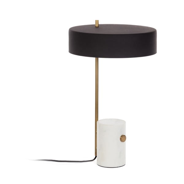 Fehér-fekete asztali lámpa fém búrával (magasság 53 cm) Phant – Kave Home