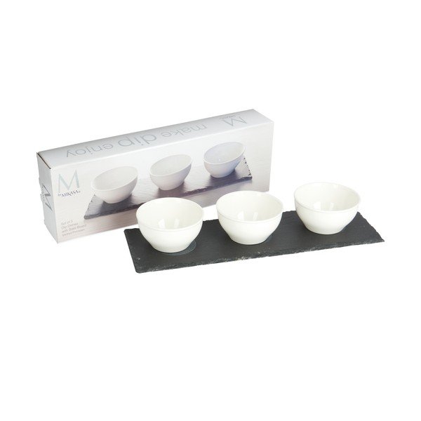3 db-os fehér porcelán szószos tálka készlet tálcával - Mikasa-image-2