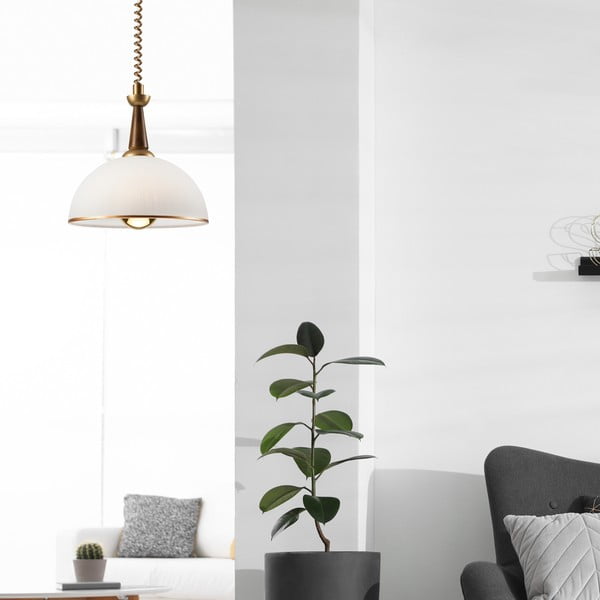 Aranyszínű-sötétbarna függőlámpa üveg búrával ø 30 cm Ciara – LAMKUR-image-2