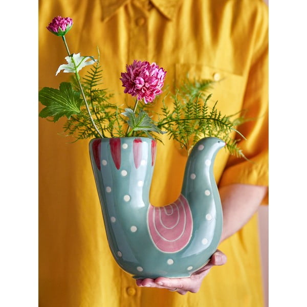 Zöld agyagkerámia kézzel festett váza (magasság 19 cm) Trudy – Bloomingville-image-3