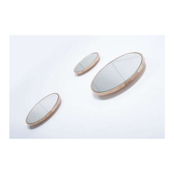 Look falitükör tömör tölgyfa kerettel, ⌀ 32 cm - Gazzda-image-4