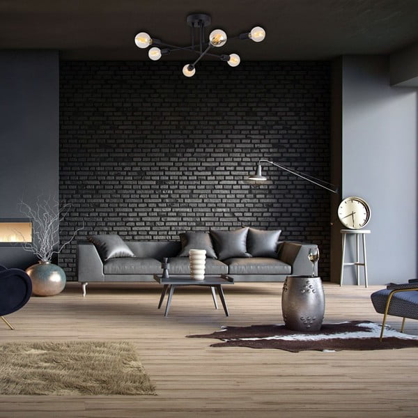 Fekete mennyezeti lámpa 64x64 cm Flower – Opviq lights-image-4