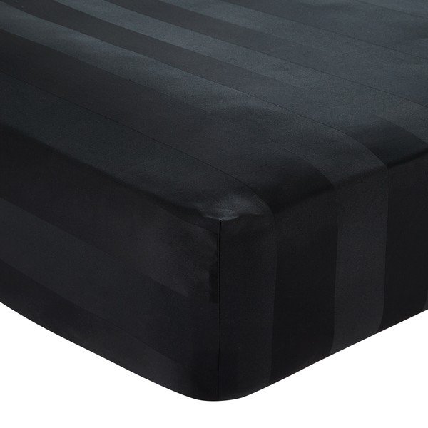 Fekete gumis szatén lepedő 150x200 cm So Soft Satin Stripe – Catherine Lansfield