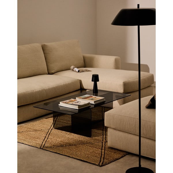 Szürke üveg dohányzóasztal 60x120 cm Zaren – Kave Home-image-1