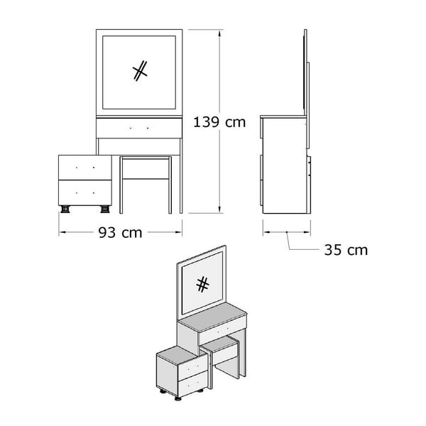 Alacati fehér fésülködőasztal-image-2