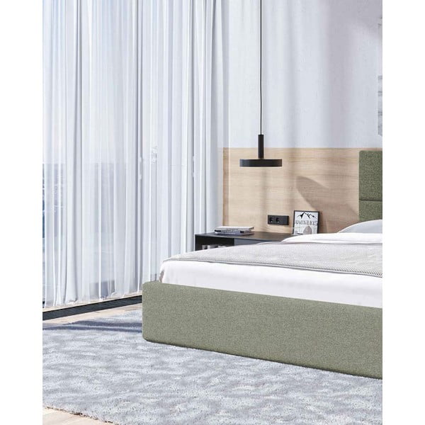 Zöld kárpitozott ágyneműtartós franciaágy ágyráccsal 160x200 cm Bufo – MESONICA-image-4