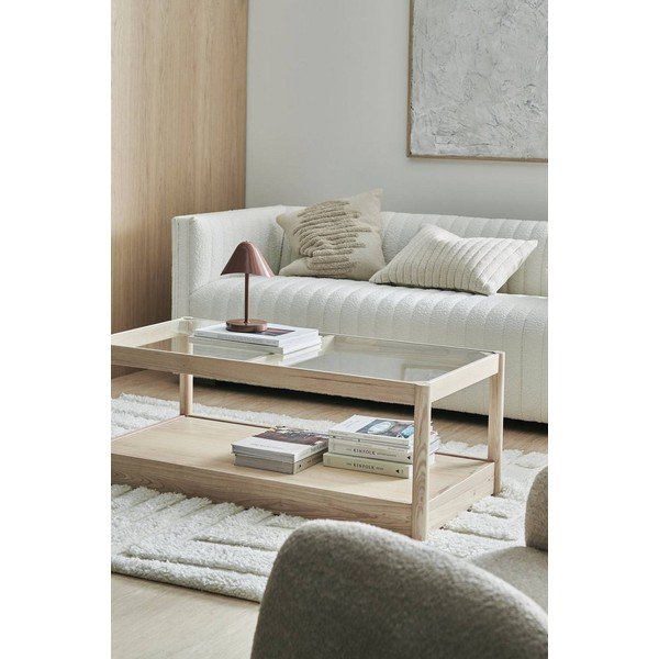 Natúr színű dohányzóasztal üveg asztallappal 60x120 cm Class – Ellos Home-image-1