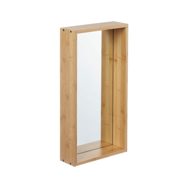 Design fali tükör bambuszfa kerettel, 50 x 26 cm - Furniteam