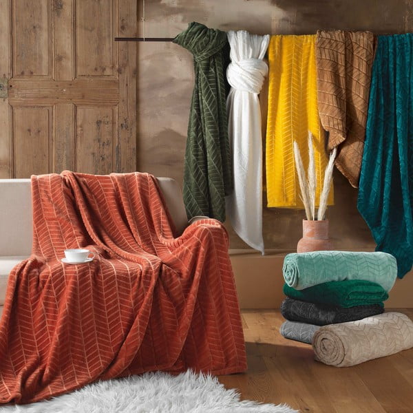 Téglavörös mikroflanel ágytakaró 180x220 cm Arya – douceur d'intérieur-image-3