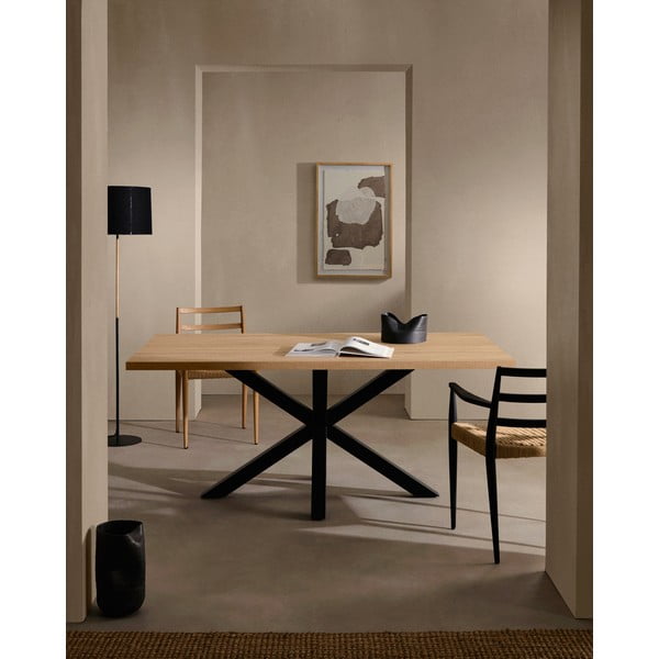 Étkezőasztal tölgyfa dekorral, 200 x 100 cm - Kave Home-image-2