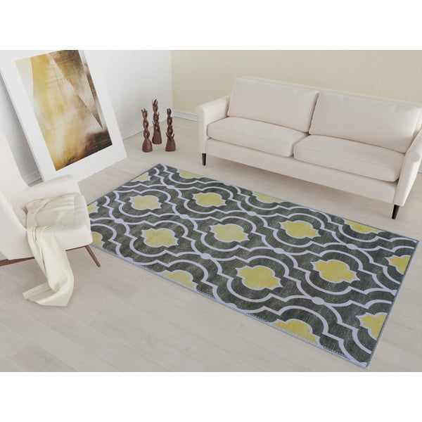 Sárga-szürke mosható szőnyeg 80x50 cm - Vitaus-image-1