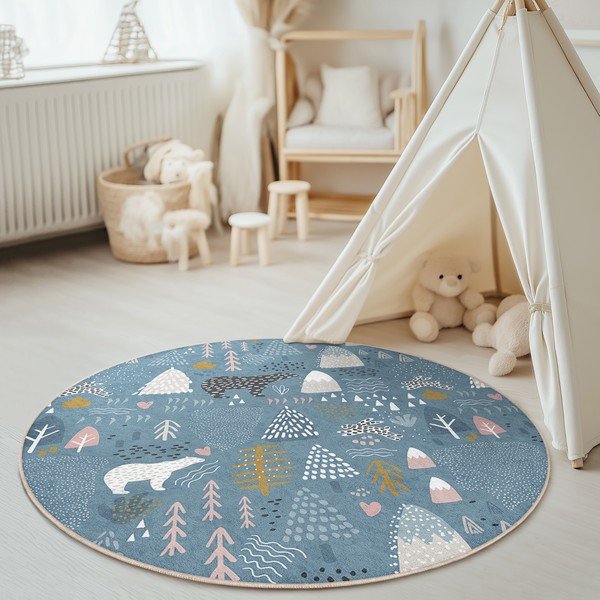 Kék mosható gyerek szőnyeg ø150 cm Forest Land – Mila Home-image-3
