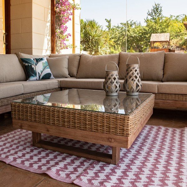 Műrattan kerti tárolóasztal 80x80 cm Patsy – LDK Garden-image-1
