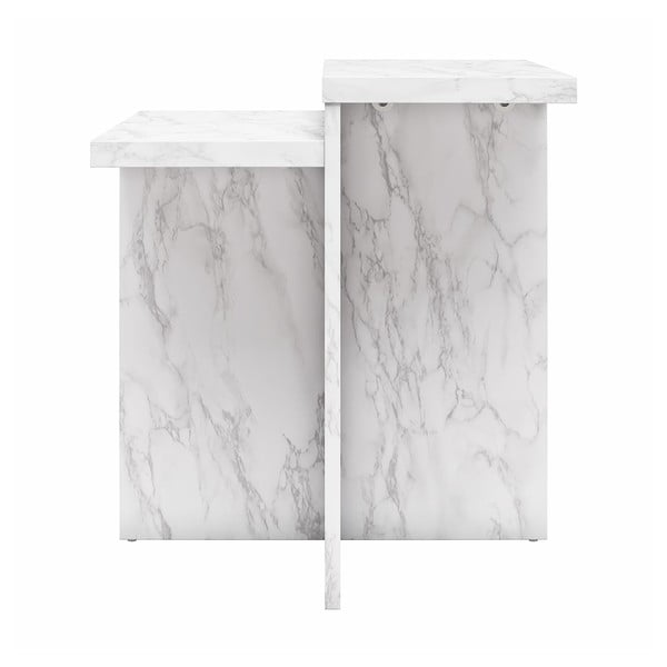 Fehér dohányzóasztal márvány dekorral 56x56 cm Brielle – CosmoLiving by Cosmopolitan-image-2