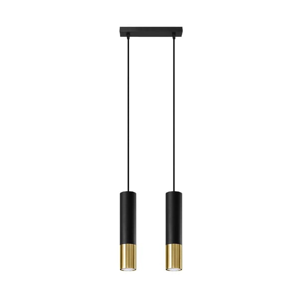 Fekete-aranyszínű függőlámpa fém búrával 30x6 cm Longbot - Nice Lamps