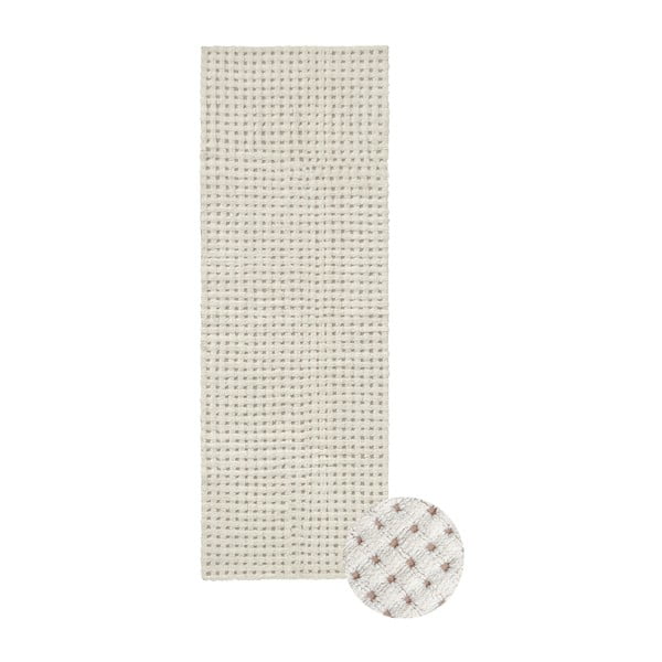 Elefántcsont színű mosható-kézi szövésű gyapjú futószőnyeg 80x230 cm Unexpected Wool – Lorena Canals